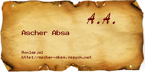 Ascher Absa névjegykártya